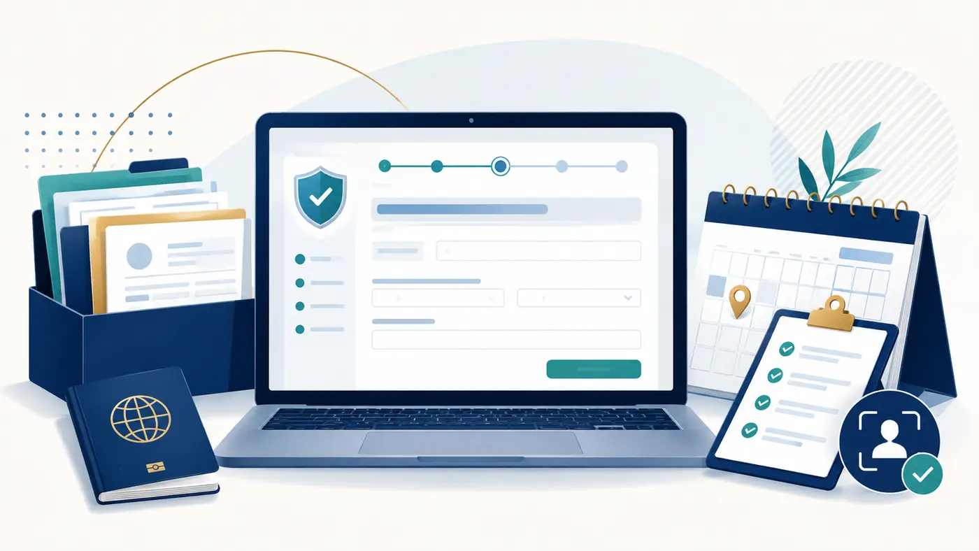 Online SET(O) application with organised identity, travel and supporting documents